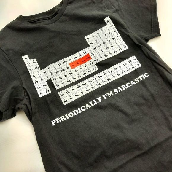 Periodic Table SArCaSm black t-shirt graphic tee Periodically I'm Sarcastic NWT - Picture 1 of 14